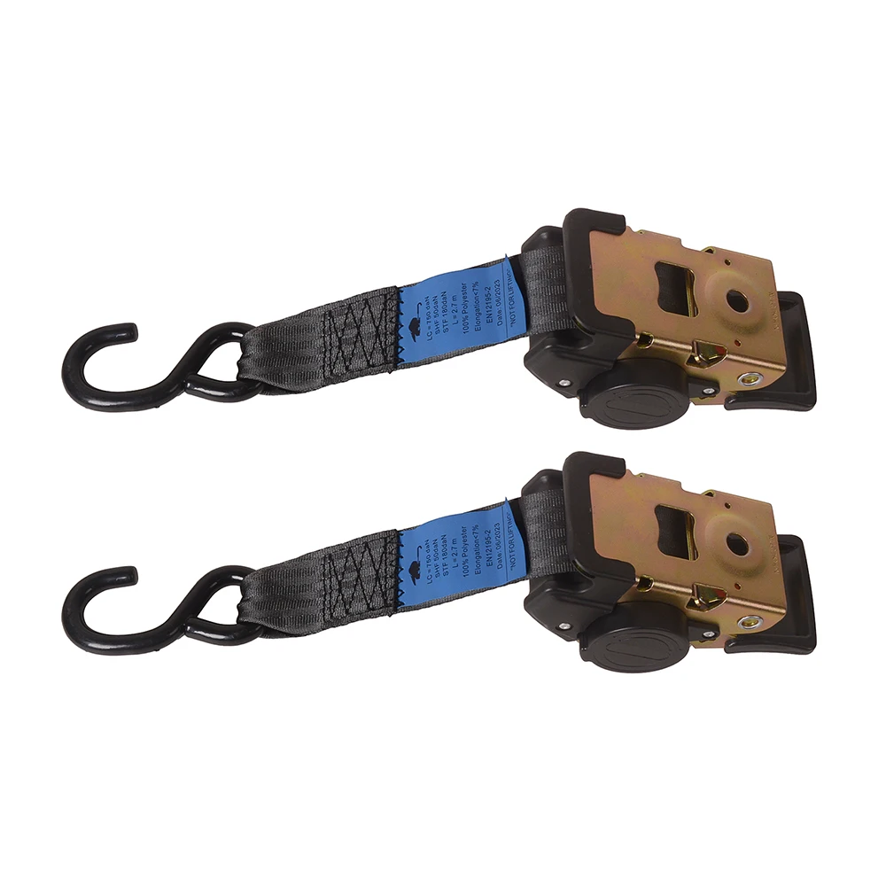 2pcs 2.7M Single S-hook Ratchet Strap Motorcycle Tie Down
