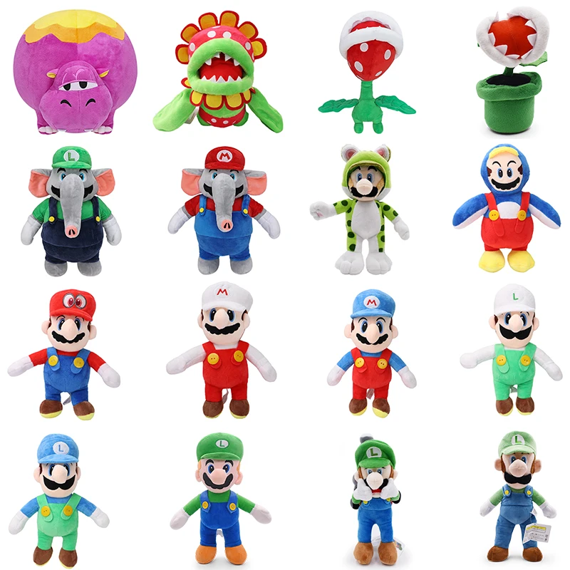 Super Mario Bros Plush Doll Mario Luigi Cosplay Cat Penguin Elephant Peluche Stuffed Toy Big Poison Piranha Plant Christmas Gift super smash bros ultimate piranha plant nintendo switch цифровая версия eu