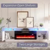 Fireplace TV Stand with Fireplace, Modern High Gloss Fireplace Entertainment Center LED Lights, 2 Tier TV Console Cabinet 5