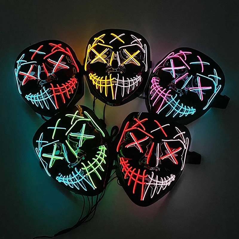 New Design Luminous Halloween LED Purge Mask Neon Light Up Party Mask
