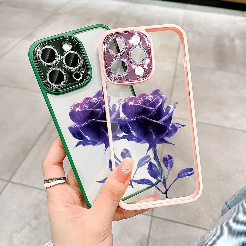 Фото Прозрачный чехол для iPhone 15 14Plus 13 12 11Pro Max XS XR с блестящим объективом №4