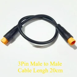 Waterproof Electric Bicycle Butt Joint Plug Connector - M8, 2 to 6 Pin, 20CM (3Pin Male - Male)