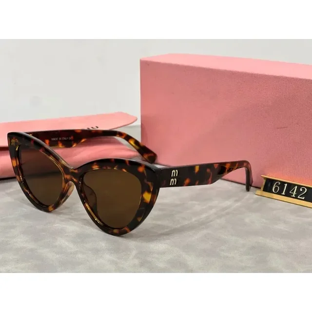 2024 Sexy Women MIU Style New High Quality Oval Metal Frame Sunglasses Luxury Brand Design Outdoor Leisure Fashion Sunglasses 1