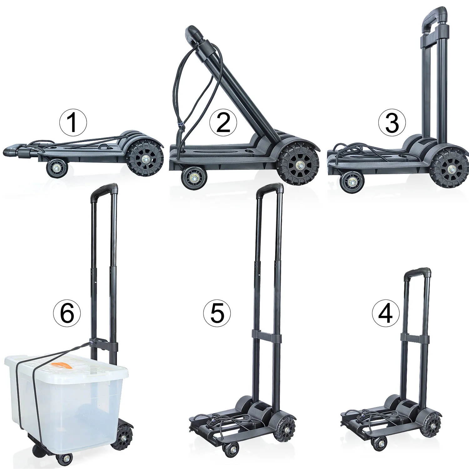 Portable Shopping Cart 4-wheels Folding Luggage Trolley Home Student Schoolbag Backpack Trolley Heavy Duty Truck Barrow