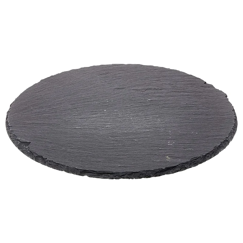 Slate Round Cheese Board, Natural Stone Tray For Serving Cheese, Charcuterie, Sushi, Appetizers, And Mor Durable