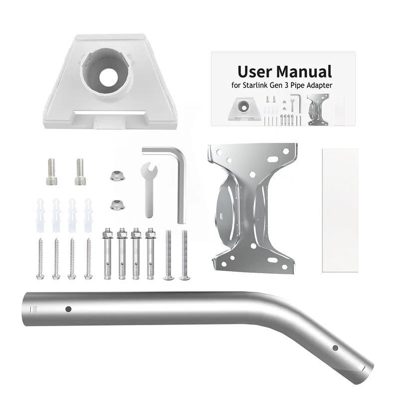 Starlink Mount Bracket Pipe Adapter Starlink Accessories Gen 3 Roof Wall Mount Stand Brackets Pipe Adapter Holder Adjustable V4 Bracket Kits Satellite Antenna