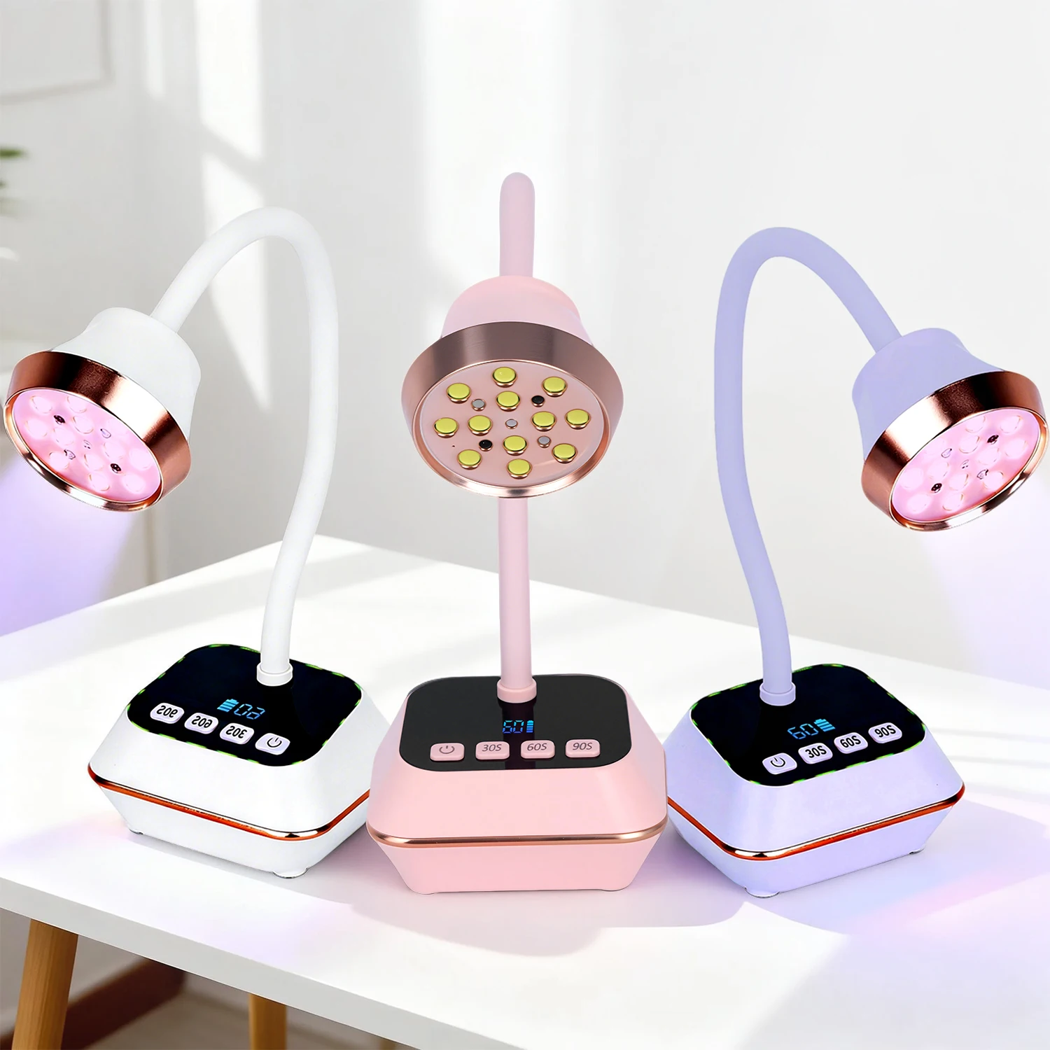 다채로운 무드등이 있는 충전식 UV LED 네일 램프, 360 °   유연한 구즈..