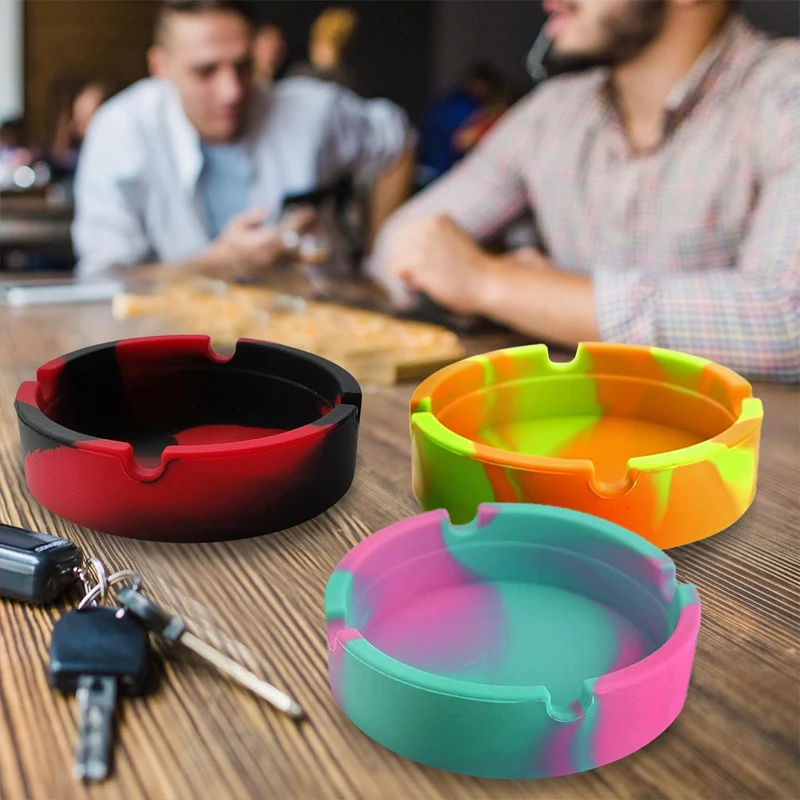 Silicone Ashtray Portable Marble Striped Camouflage Luminous Fluorescent Home Use