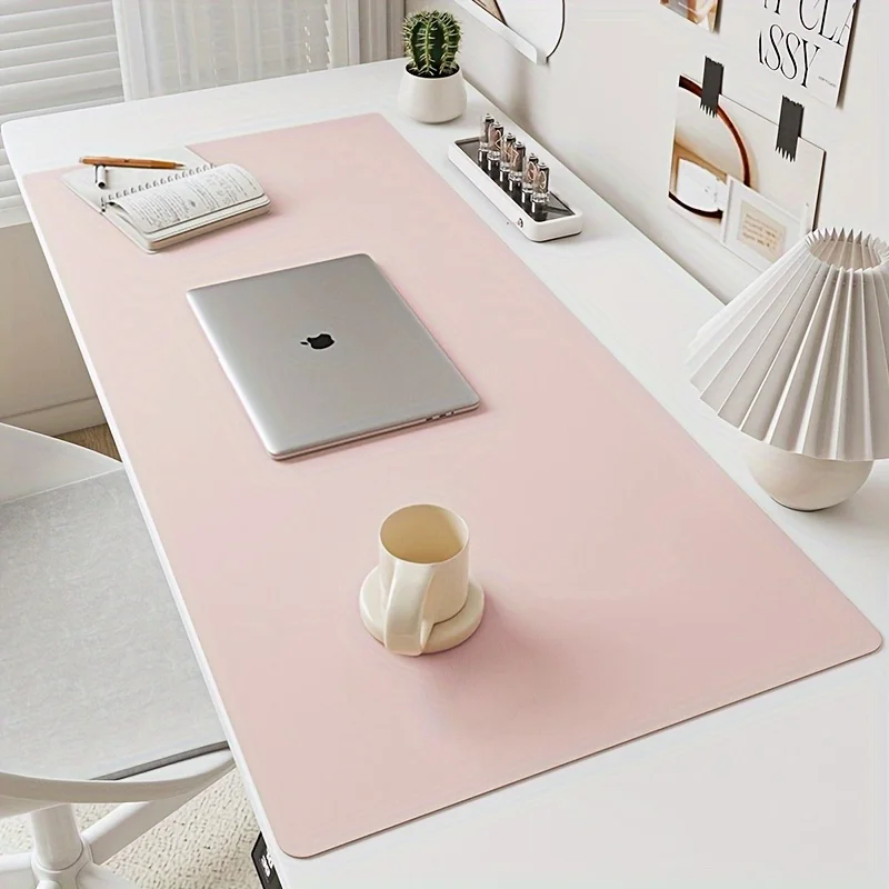 1 piece large size waterproof faux leather table mat - non-slip, solid color office mousepad and keyboard protection mat 1
