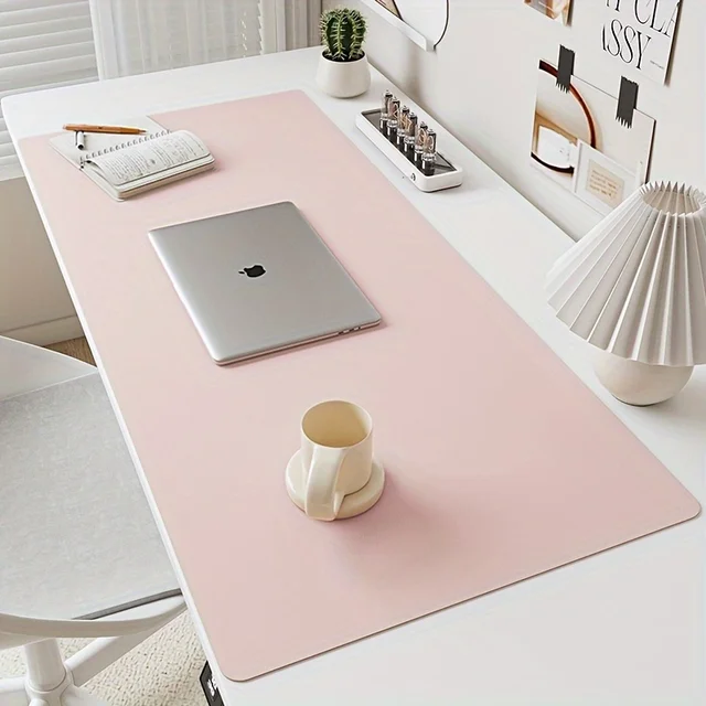 1 piece large size waterproof faux leather table mat - non-slip, solid color office mousepad and keyboard protection mat 1