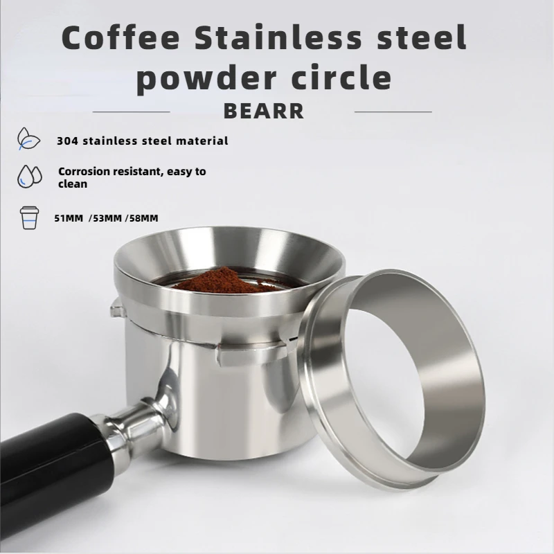 Italian Bean Grinder Anti-Flying Powder Ring Stainless Steel Powder Receiving Ring Coffee Powder Distributor Powder 51Mm53Mm58Mm