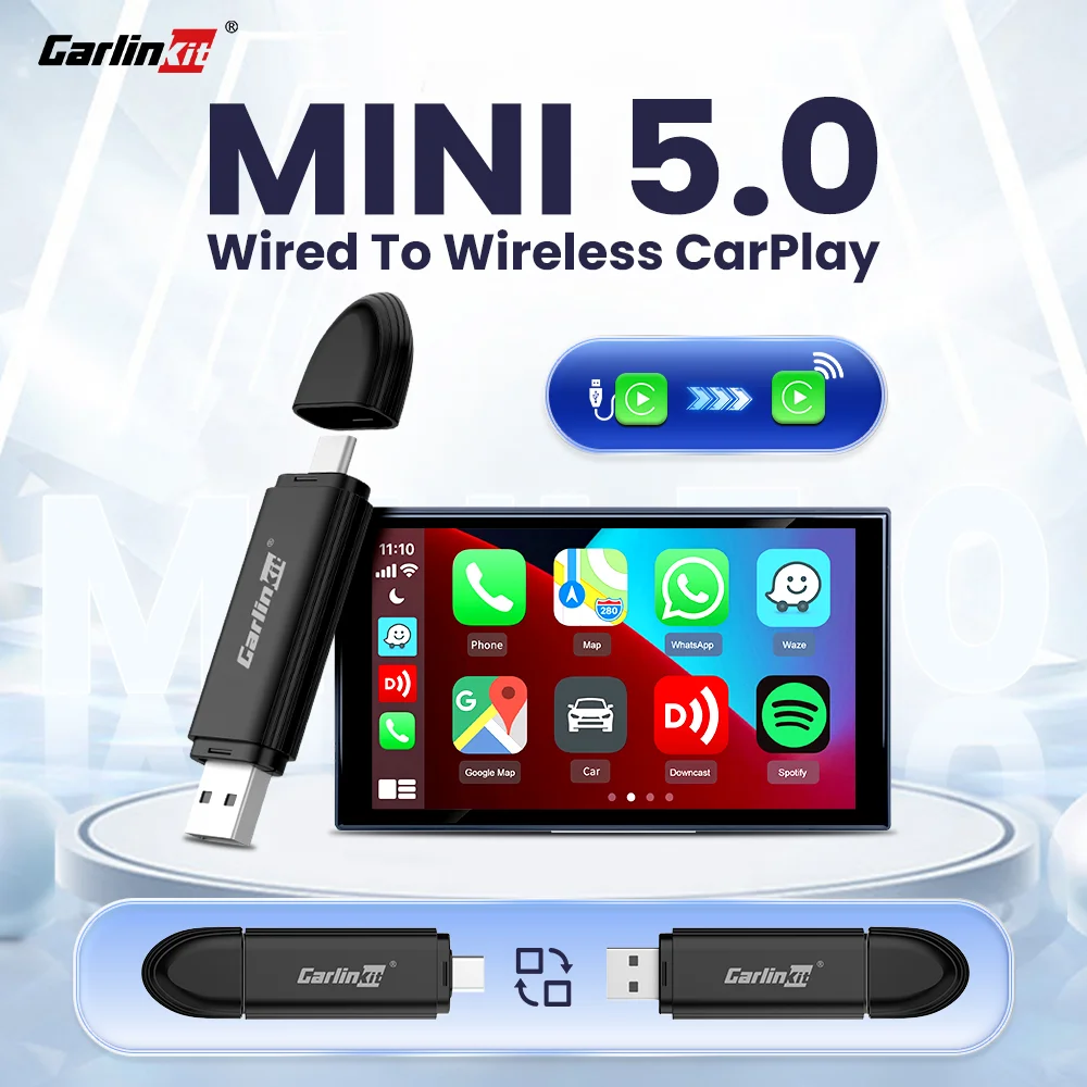 MINI CarlinKit Wireless CarPlay Adapter Wired to Wireless Car