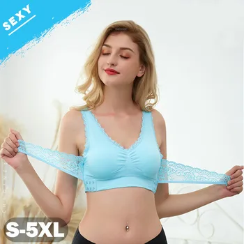 M-5XL Sports Bra for Women Push Up Bralette Woman Lace Sexy Underwear Thin Cross Shockproof Yoga Bras Plus Size Lingeries Ladies 1