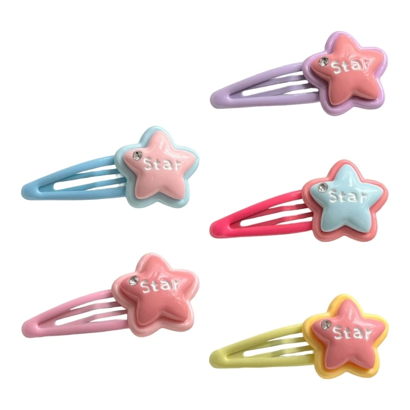 

Y2k Candy Color Star Hair Clip Ponytail Bangs Travel Hairpins Lovely Hairclip