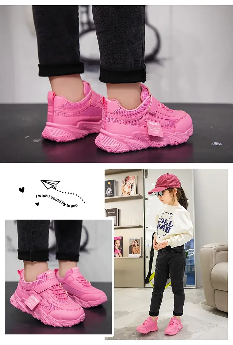 Size 26-37 New Kids Sneakers PU Girls Casual Mesh Hook & Loop Children Non-slip Sports Shoe Fashion Super Keep Warm Boots