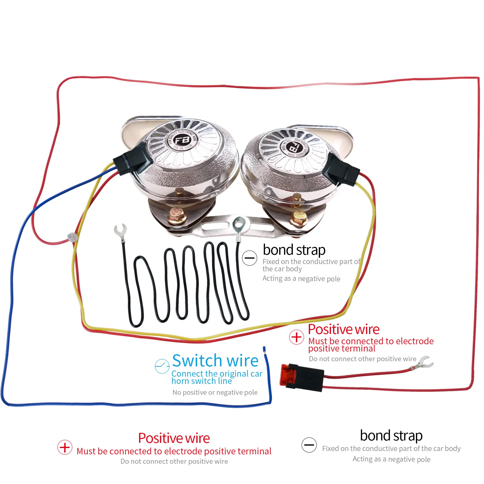 Snail Air Horn 2Pcs/Kit 12V Super Loud Three Tone Waterproof for Truck Motorcycle Auto