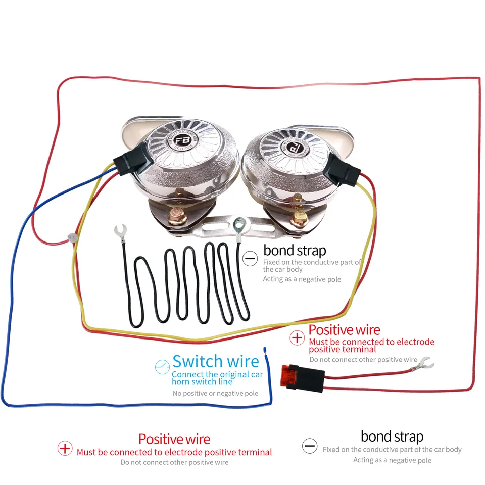 Kit 2 Avertisseurs Double Ton 12V Pour Voiture Ou Moto - Haut Décibel, étanche, Neuf
