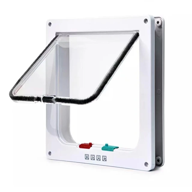 Dog Cat Flap Door For Dog Cat Kitten With 4 Way Lock Security Flap Door Cat Puppy Safety Gate Small Pet Supplies ABS Plastic 5