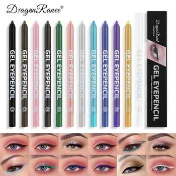 Heallor 12 Color Matte Eyeliner Gel Pencil Soft Easy to Wear Colorful White Yellow Blue Pink Pearl Gloss Eye Liner Pen Cream Mak - Thumbnail 3