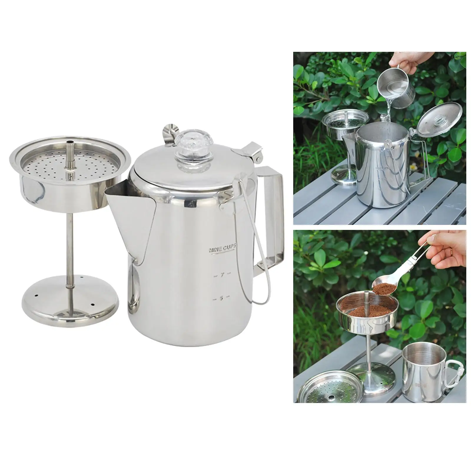 Portable Stainless Steel Camping Water Cup with Handles and Lid - Ideal for Outdoor Activities