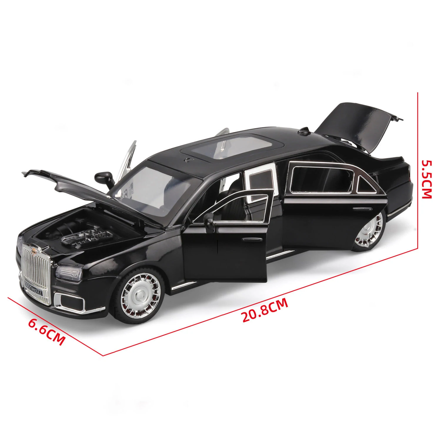 1:24 Aurus Motors Aurus Senat Russia Presidential Car Alloy Car Model Sound and Light Children's Toy Collectibles Birthday gift 5
