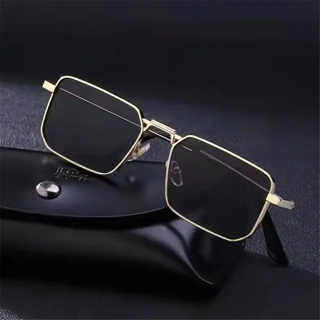 Lunettes de soleil carrées rétro pour hommes et femmes, marque de styliste, monture métallique Vintage, classiques, pour la conduite en plein air, Uv400 Gafas 1