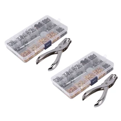 600 Sets Leather Rivets Double Cap Rivet Tubular Metal Studs With Punch Pliers Fixing Set Tools