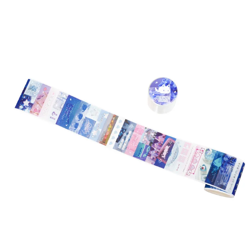 Korean Ins Cute PET Flash Film Decoration Adhesive Tape Planner Handbook DIY Scrapbooking Journal Collage Material Stickers Gift 5