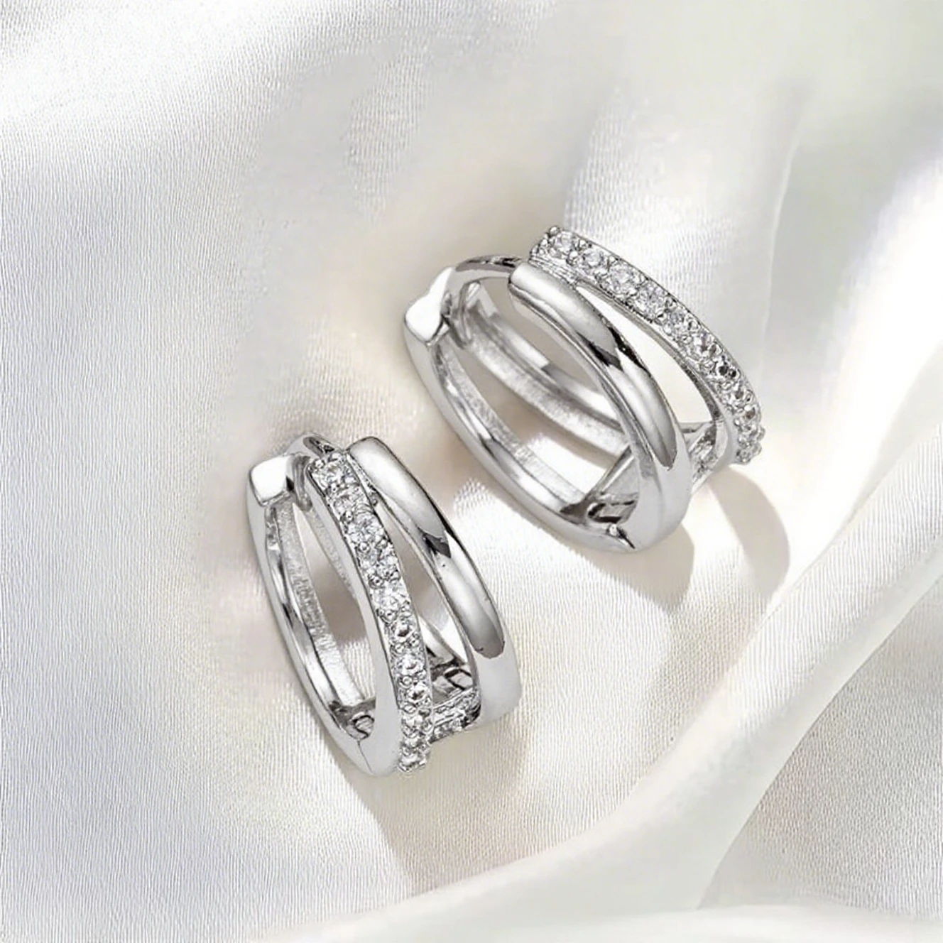 925 Sterling Silver Gold Huggie Hoop Earrings Women CZ Crystal Hypoallergenic