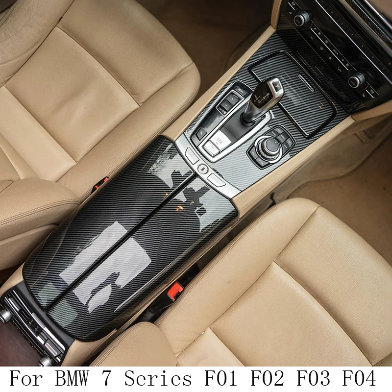 

LHD For BMW F01 F02 F03 F04 carbon fiber central armrest box cover storage box gear position panel decoration cover auto parts