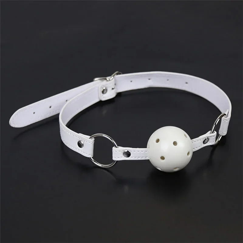 45mm weißes PU-Leder atmungsaktiv Ball knebel Mund Zurückhaltung bdsm erotisch sexy Cosplay flirten Sexspielzeug für Paare Erwachsene Spiele 1