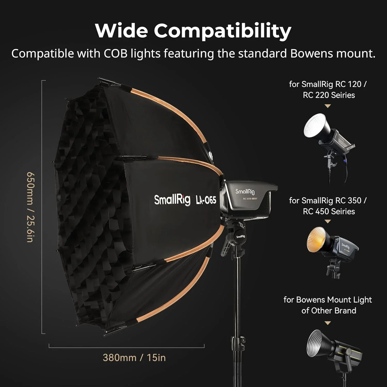 스몰리그 4874 소프트박스 La-O65 옥타곤 소프트박스 3세대 퀵 릴리즈 디자인 보웬스 마운트 산업용 옥스포드 디퓨저 ? 옷감