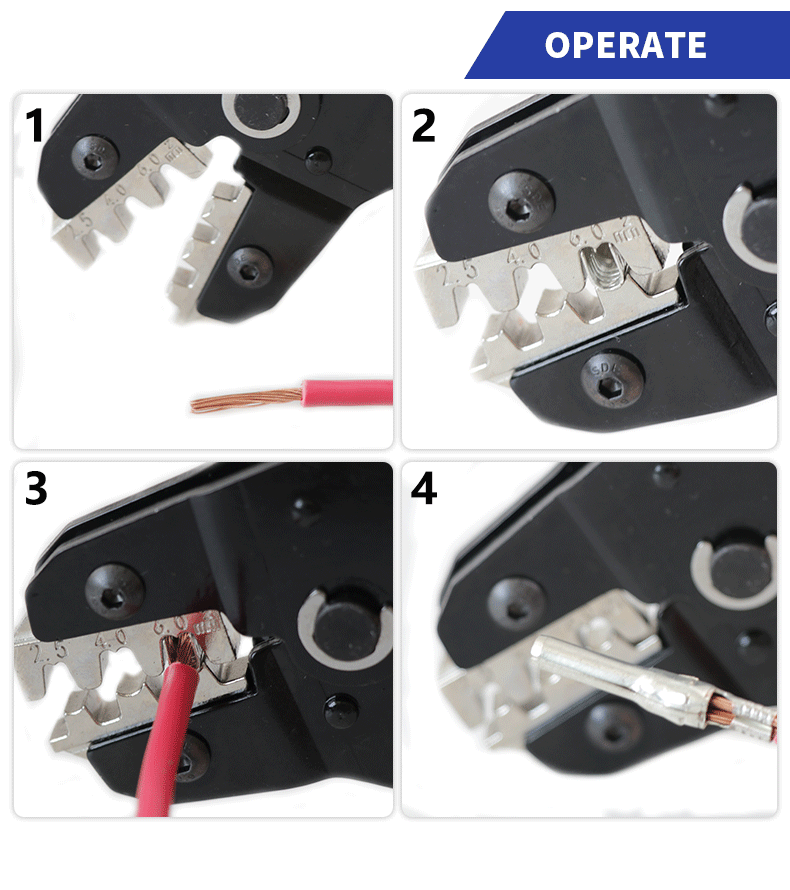 Description Picture 6 of itemSN-2546B solar photovoltaic MC4 terminal crimping pliers (2.5/4/6mm ²) AWG14-10 Solar Panel Sealing Connector Crimping Tool