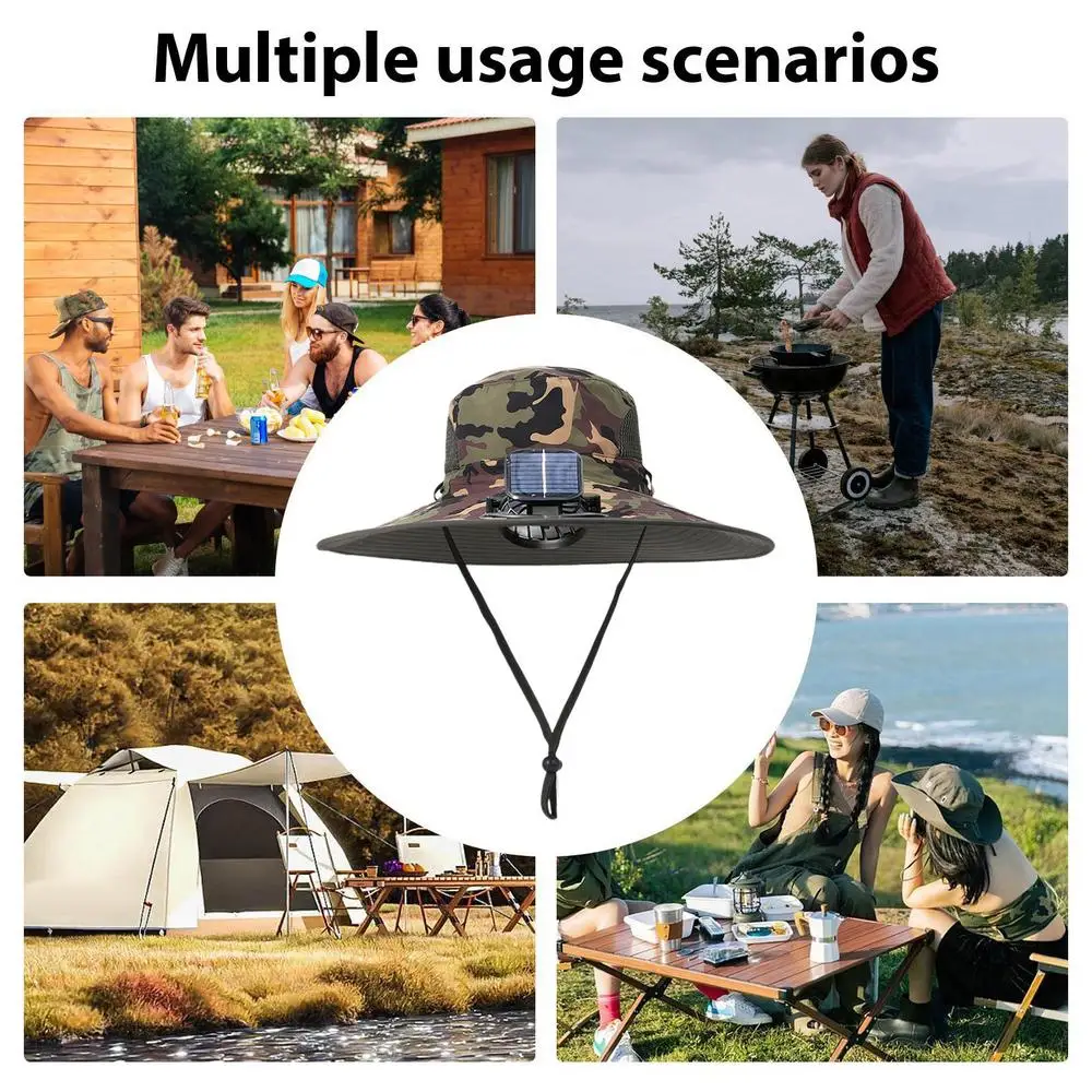 Fishing Hat With Solar Fan Hat With Rechargeable Fan Lightweight Fishing Hats Outdoor Sunshade For Mountaineering Outdoor