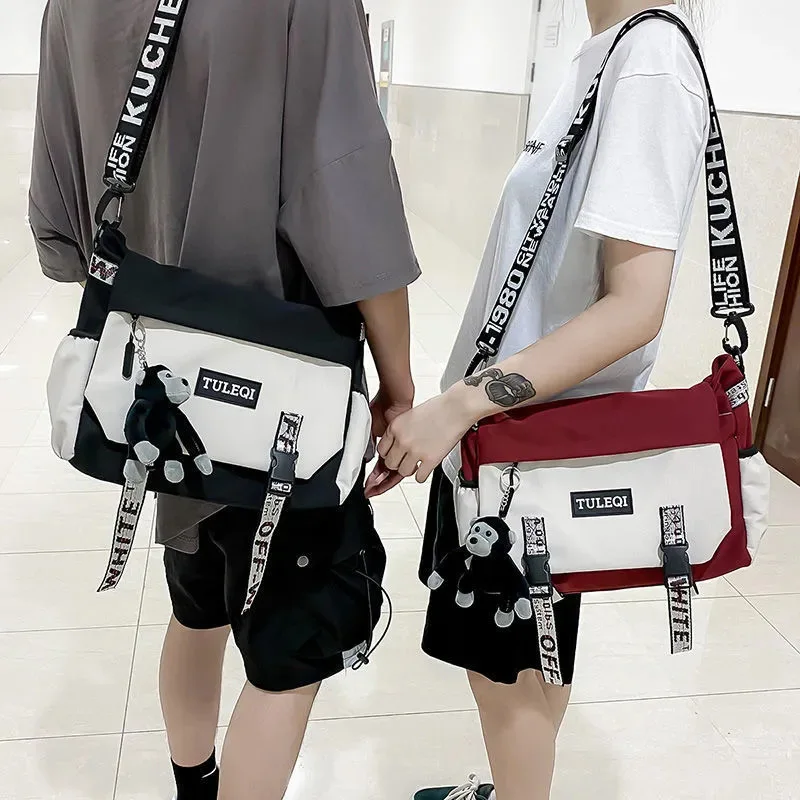 Harajuku Messenger Bag - Unisex Large Capacity Crossbody, Japanese style College Work Utility Shoulder Bag for Men Women
