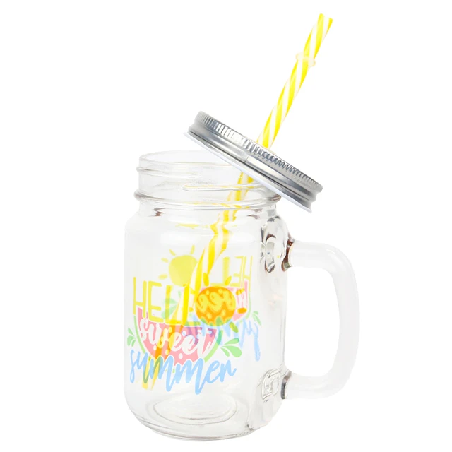 Craft Express 4 Pack of 12oz Frosted Mason Jars with Straws