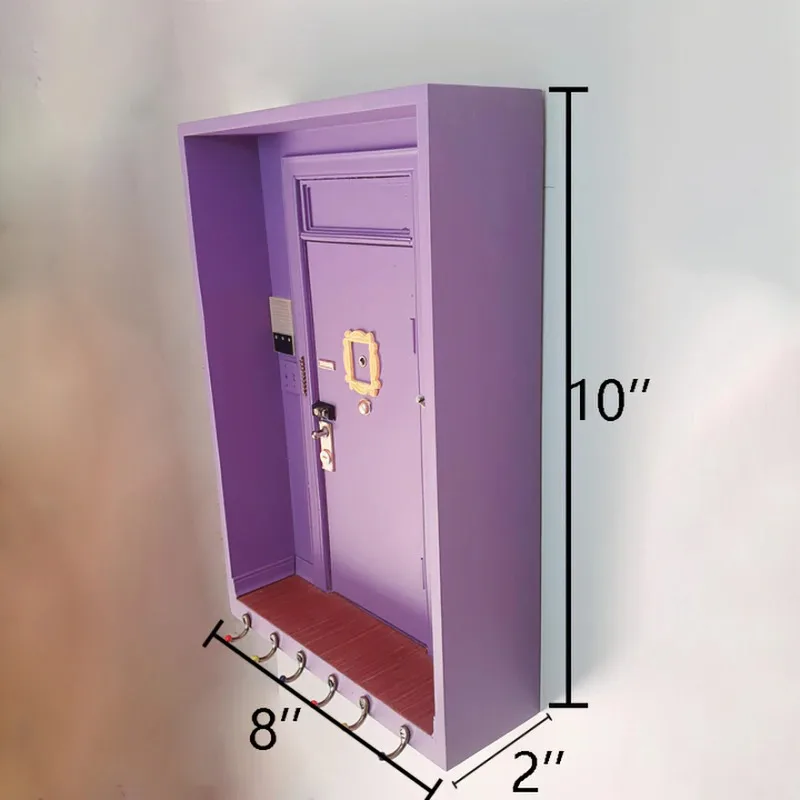 Purple Door Friends Key Holder Wood Box Hanging Key Wooden Hanger Storage Rack Organizer Shelf Home Wall Decor Crafts Gift 4