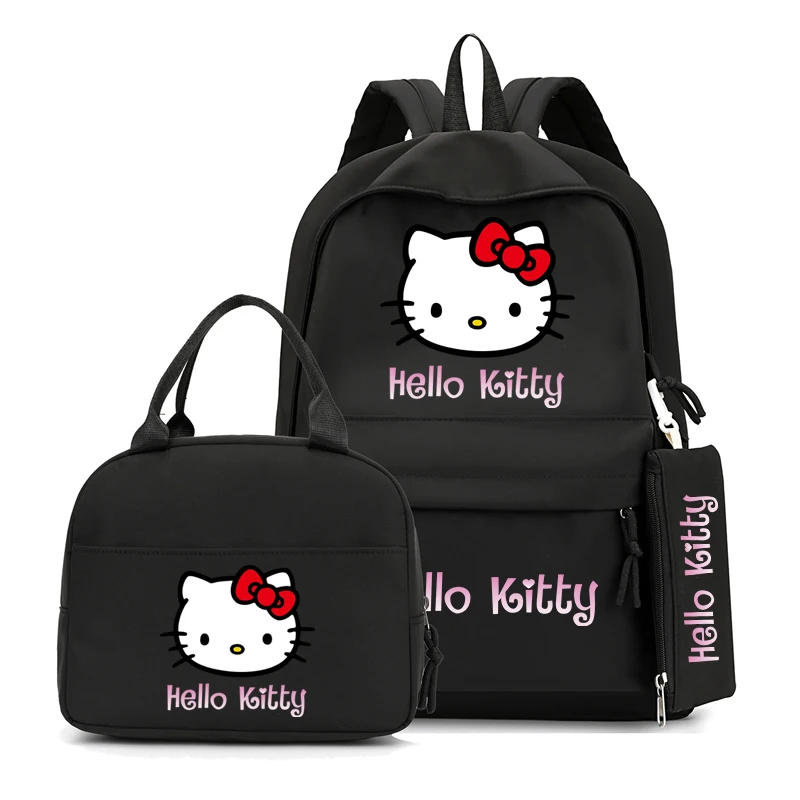 3 pz/set Hello Kitty zaino studente adolescente per ragazza ragazzo torna a scuola zainetto donna pranzo borsa bambini carino zaino da viaggio
