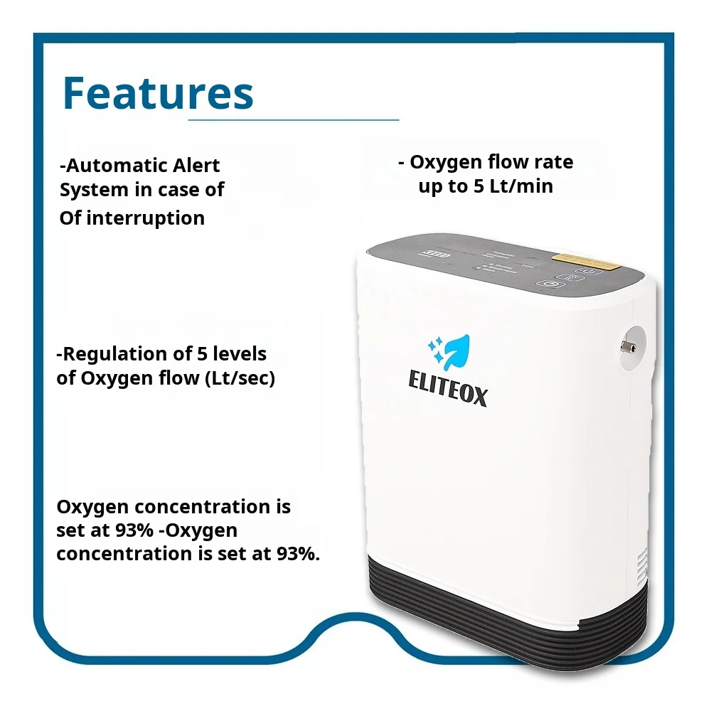 Portable Oxygen Concentrator 1-5L 93% for Outdoor Sport Travel Use with Battery Rechargeable Oxygenerator Central Device