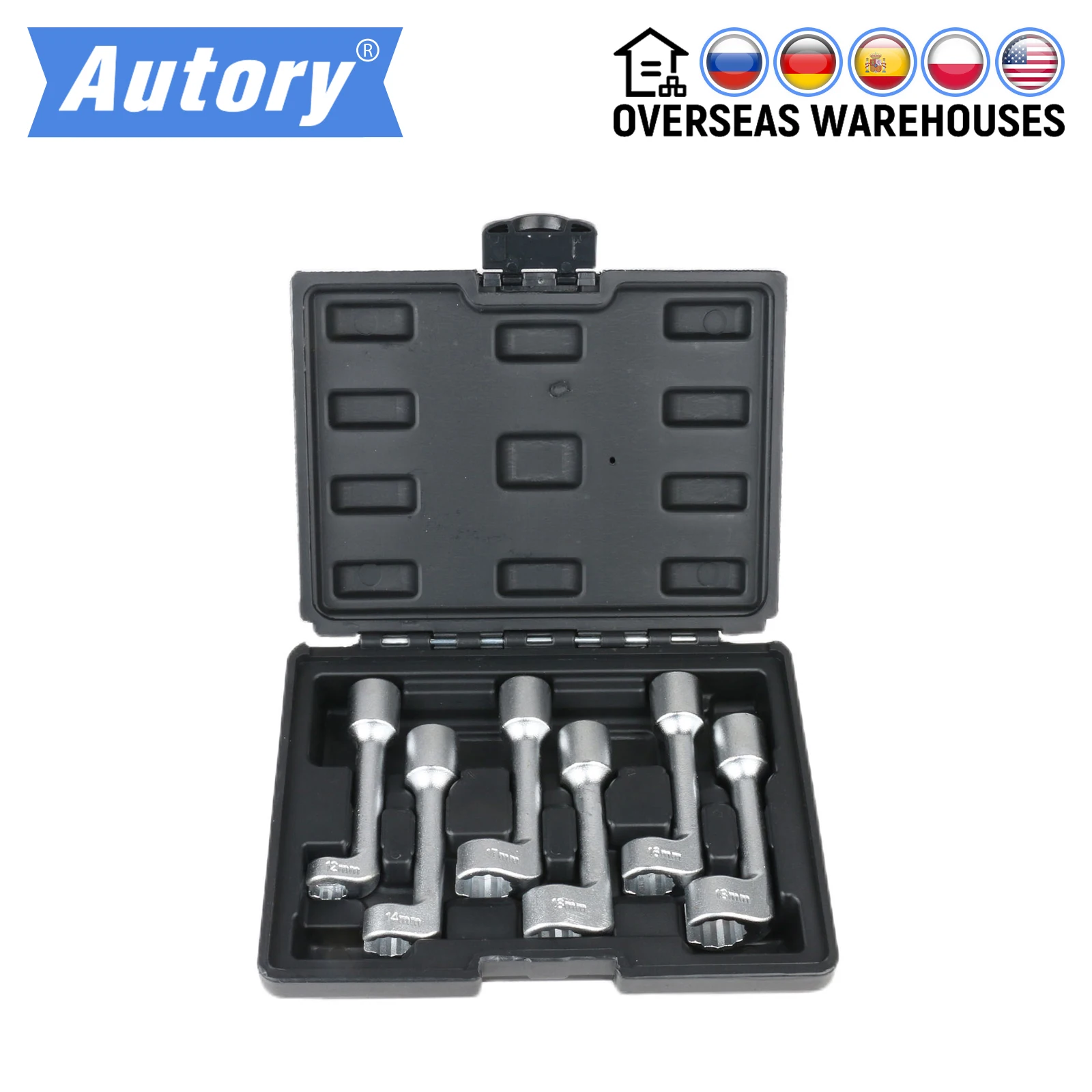 

AUTORY 6PCS 1/2" Drive L-Type Open Ended Ring Wrench Socket Wrench for Loosen Tighten Nuts Bolts 12PT 12/14/16/17/18/19mm