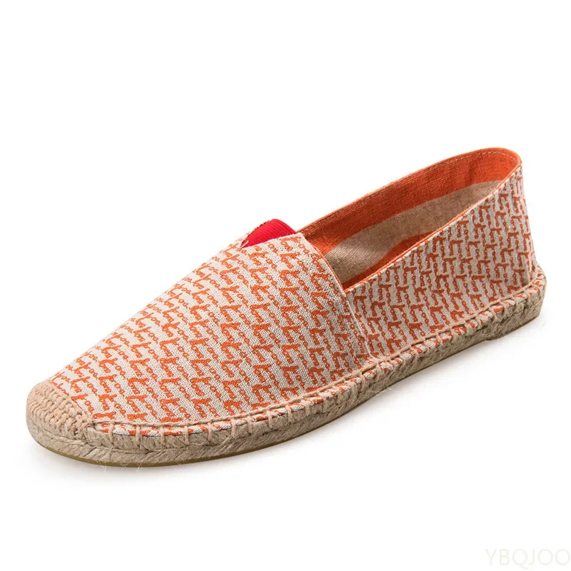 Mens Espadrilles Men Patchwork Slip on Summer Shoes Men Loafers Breathable Canvas Men Shoes Jute Wrapped Women Shoes Unisex 5