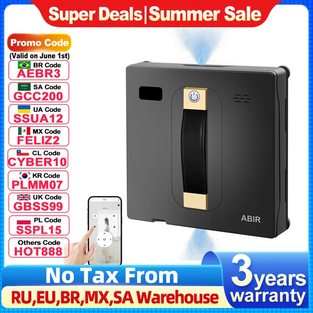 Robot Window cleaner ABIR WD8,Dual Water Spray,Smart Memory,High Vacuum Suction, Laser Sensor, Home Wall Glass Cleaning Robot 1