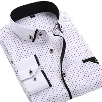 Chemise boutonnée florale pour hommes, marque de haute qualité, chemises à manches longues, décontractées, Slim Fit, vêtements noirs, chemises habillées, 2024 4