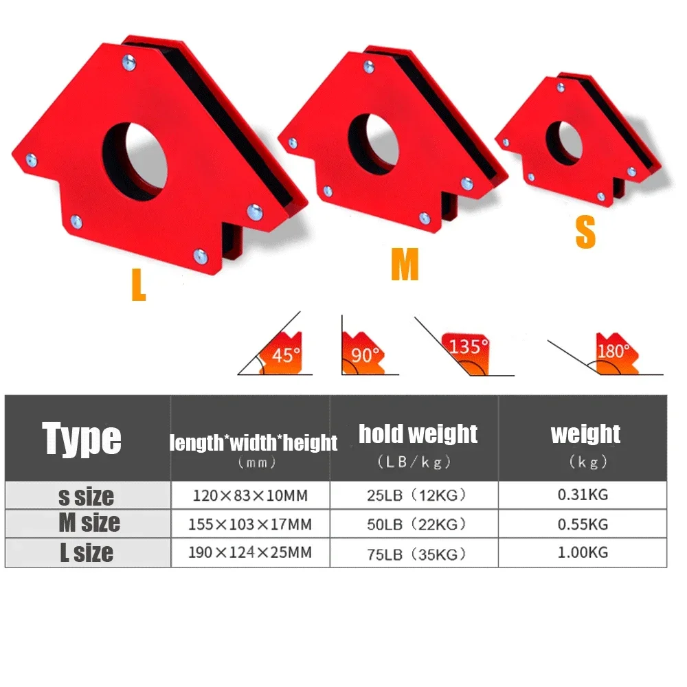 1 ks M rozměr 50 lbs 22kg sváření montér  magnetický sváření montér 45° 90° 135° multi-angle magnetem svarové polohovače feritový pomocných