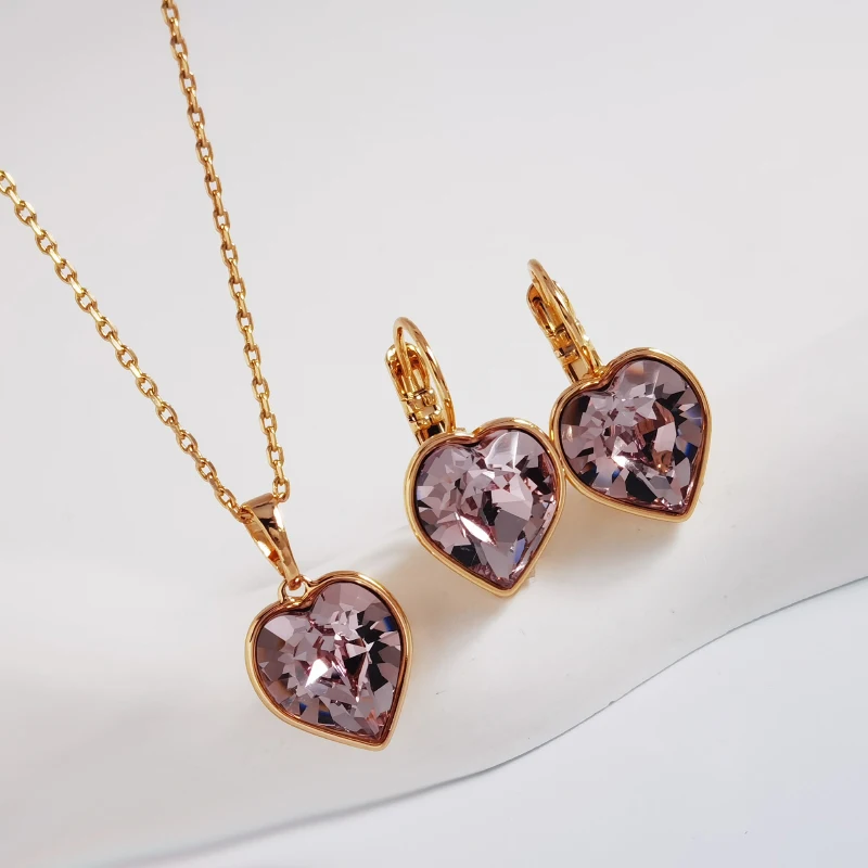 Ladies Jewelry Necklaces and Earring Set made with Crystals from