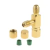 1Pc 1/4'' Valves Core Tee Adapter With Swivel Connector for Gauge Deep Vacuum Pump Manifold 3