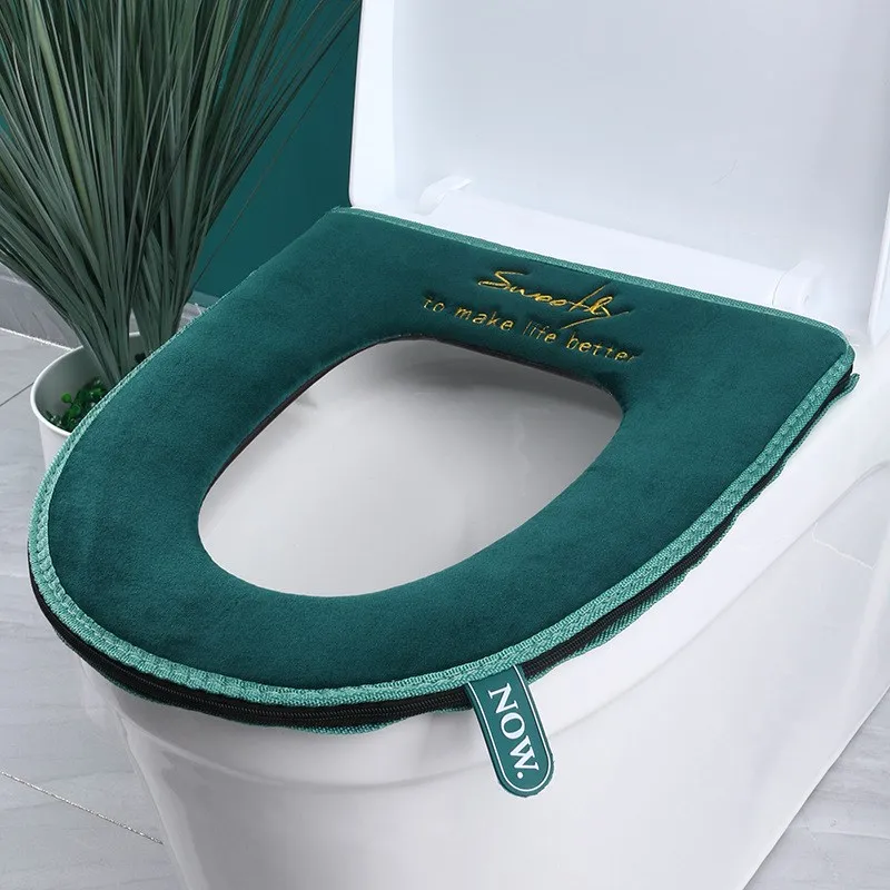 Thicken Toilet Seat Cover Winter Warm Soft Washable Mat Seat Waterproof