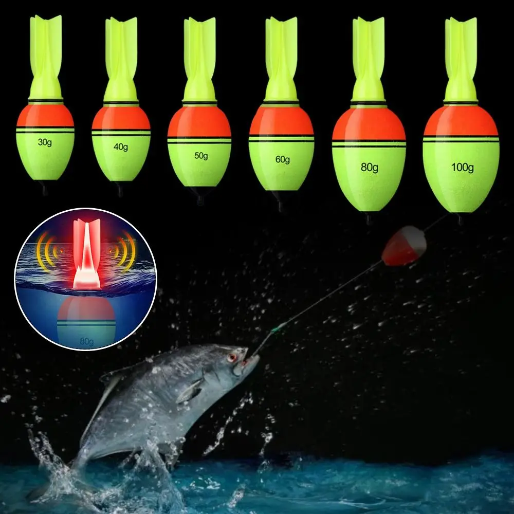 5pcs Light Stick EVA Fishing Float 30g-100g Eye-grabbing Fishing Striking Floats Rocket Tail Long Casting Luminous Float