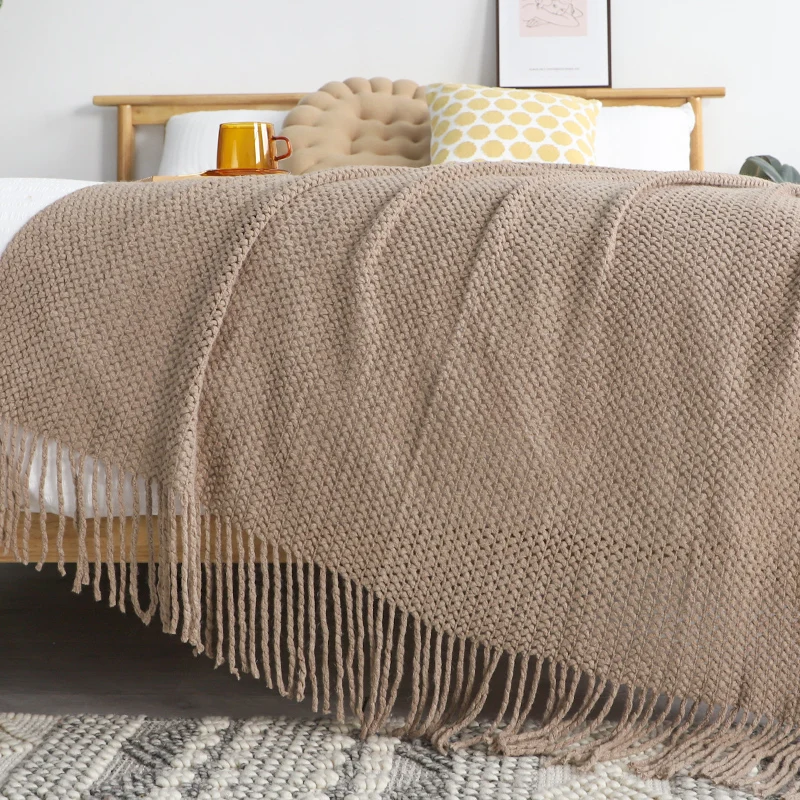 Description Picture 3 of itemAmerican Knitted Throw Blanket, Bedspread, Wool Blanket, Bedspread, Shawl, Bedspread, Lazy Sofa Cover, Bed End Towel, Home Decor