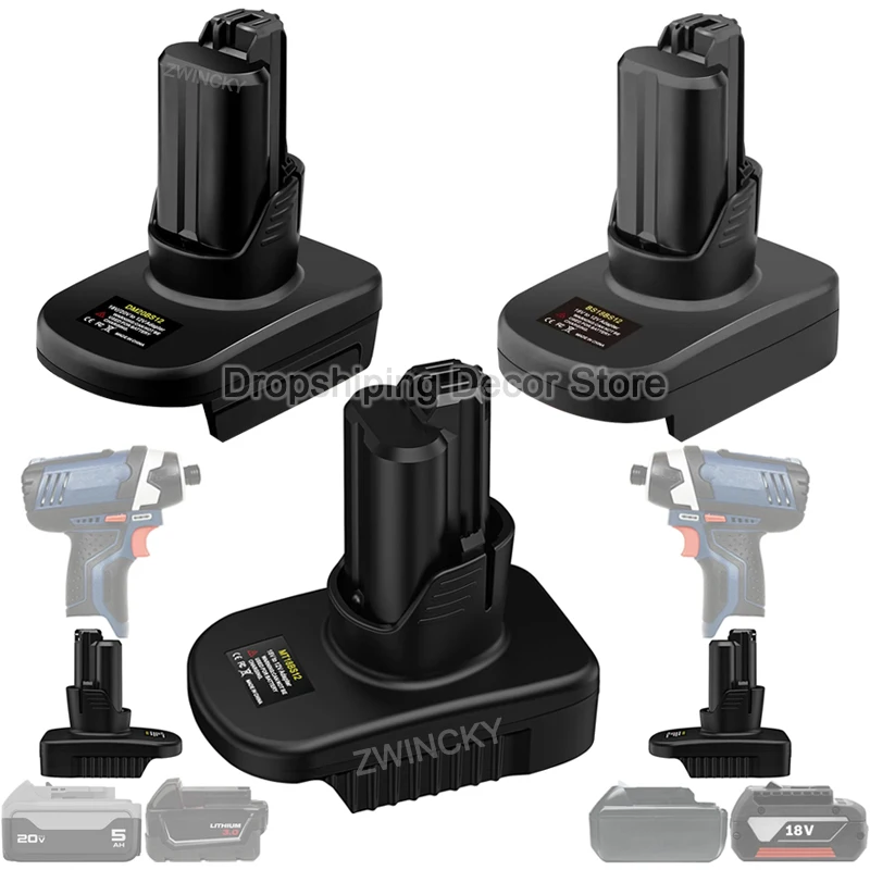 Akku-Adapter-Konverter für Makita/Dewalt/Milwaukee/Bosch 18V Li-Ionen-Akku zu Bosch 12V Elektrowerkzeugen BAT411A BAT414